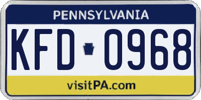 PA license plate KFD0968