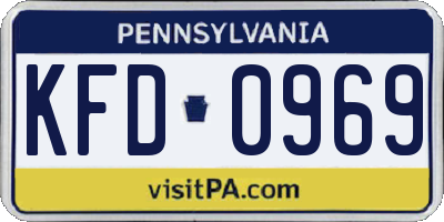 PA license plate KFD0969