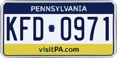PA license plate KFD0971