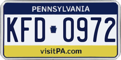 PA license plate KFD0972