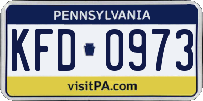 PA license plate KFD0973