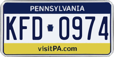PA license plate KFD0974