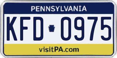 PA license plate KFD0975