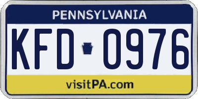 PA license plate KFD0976