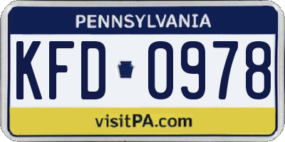 PA license plate KFD0978