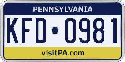 PA license plate KFD0981