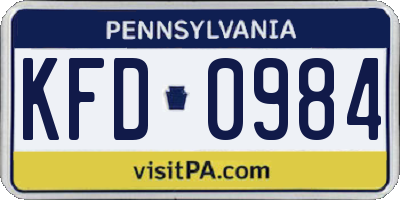 PA license plate KFD0984