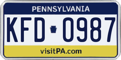 PA license plate KFD0987