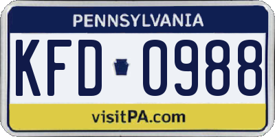 PA license plate KFD0988