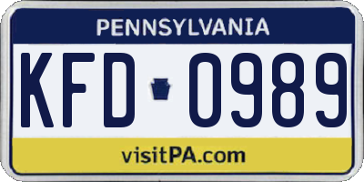 PA license plate KFD0989