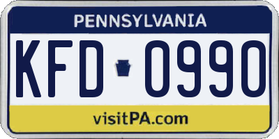 PA license plate KFD0990