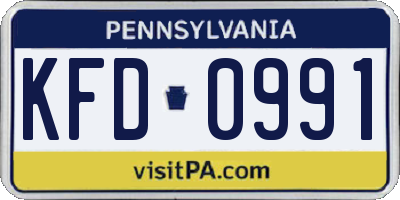 PA license plate KFD0991