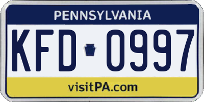 PA license plate KFD0997