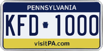 PA license plate KFD1000