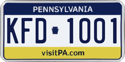 PA license plate KFD1001