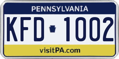 PA license plate KFD1002