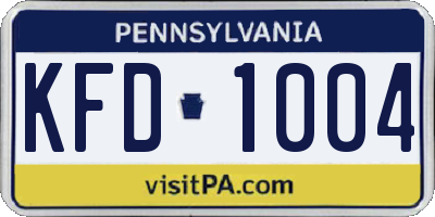 PA license plate KFD1004