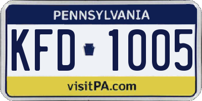 PA license plate KFD1005