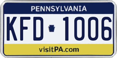 PA license plate KFD1006