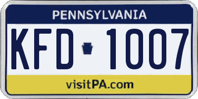 PA license plate KFD1007