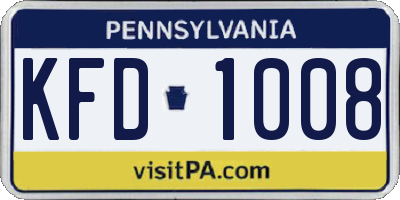 PA license plate KFD1008