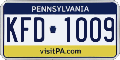 PA license plate KFD1009
