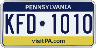 PA license plate KFD1010