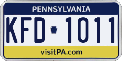 PA license plate KFD1011