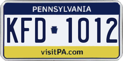 PA license plate KFD1012