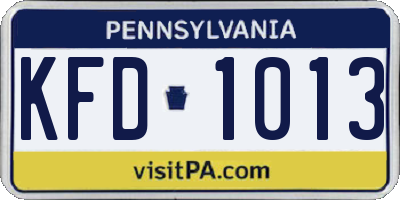 PA license plate KFD1013