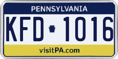 PA license plate KFD1016