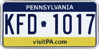 PA license plate KFD1017
