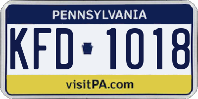 PA license plate KFD1018