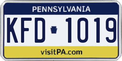 PA license plate KFD1019