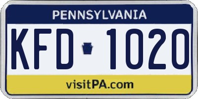 PA license plate KFD1020