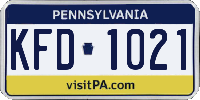 PA license plate KFD1021