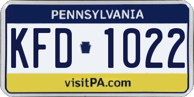 PA license plate KFD1022