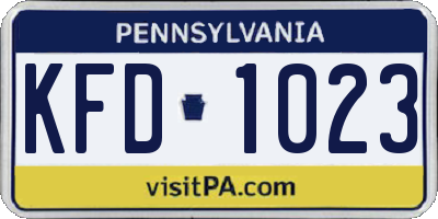 PA license plate KFD1023