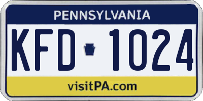 PA license plate KFD1024