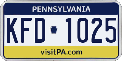 PA license plate KFD1025