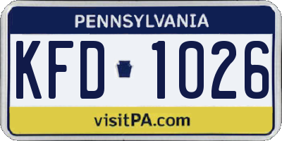 PA license plate KFD1026