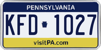 PA license plate KFD1027