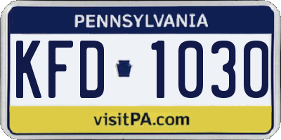 PA license plate KFD1030