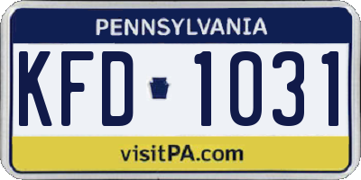 PA license plate KFD1031