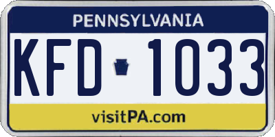 PA license plate KFD1033
