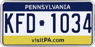 PA license plate KFD1034