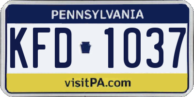 PA license plate KFD1037