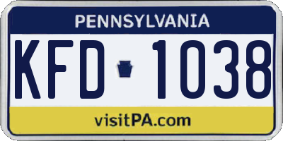 PA license plate KFD1038