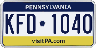 PA license plate KFD1040