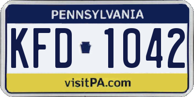PA license plate KFD1042